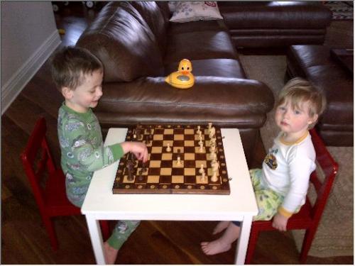 The Smitties playing chess